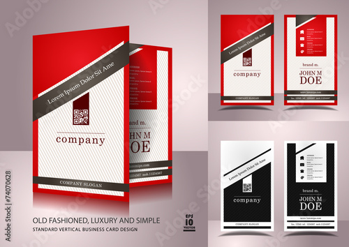 Old fashioned business card design in red and white color