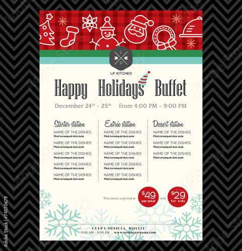 Christmas party festive restaurant menu design