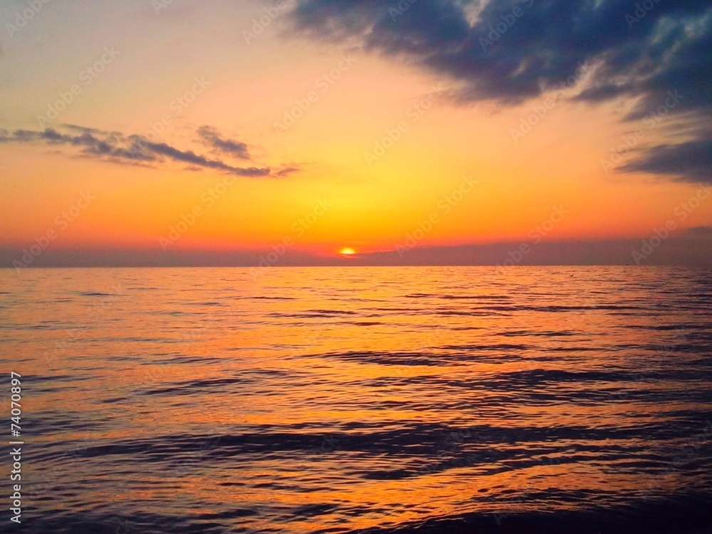Beautiful sun rise over the sea