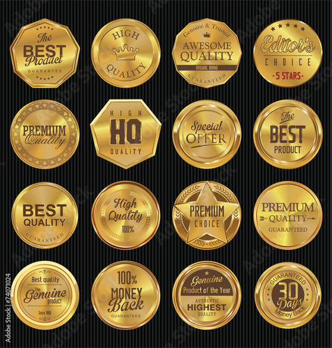 Premium, quality retro vintage golden labels collection