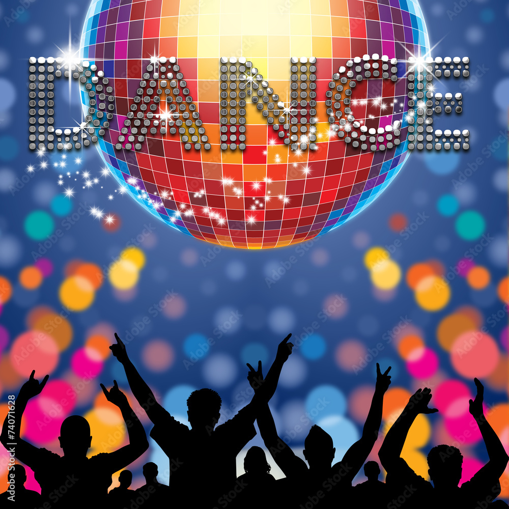 Dance poster disco ball - obrazy, fototapety, plakaty 