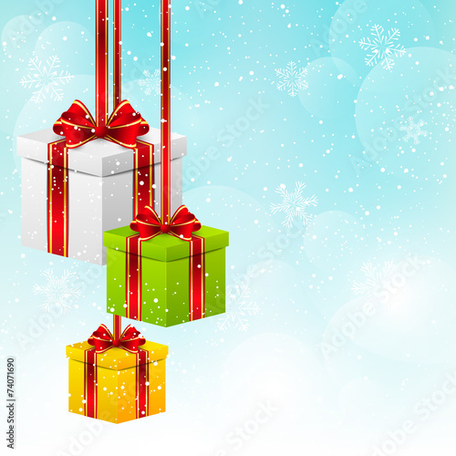 Christmas background with gift boxes
