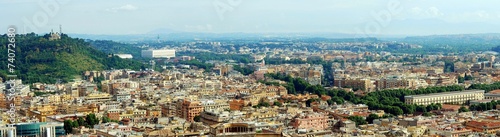 Aerial view of Rome city from St Peter Basilica roof