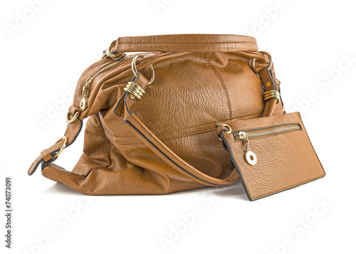 women's leather bag on a white background