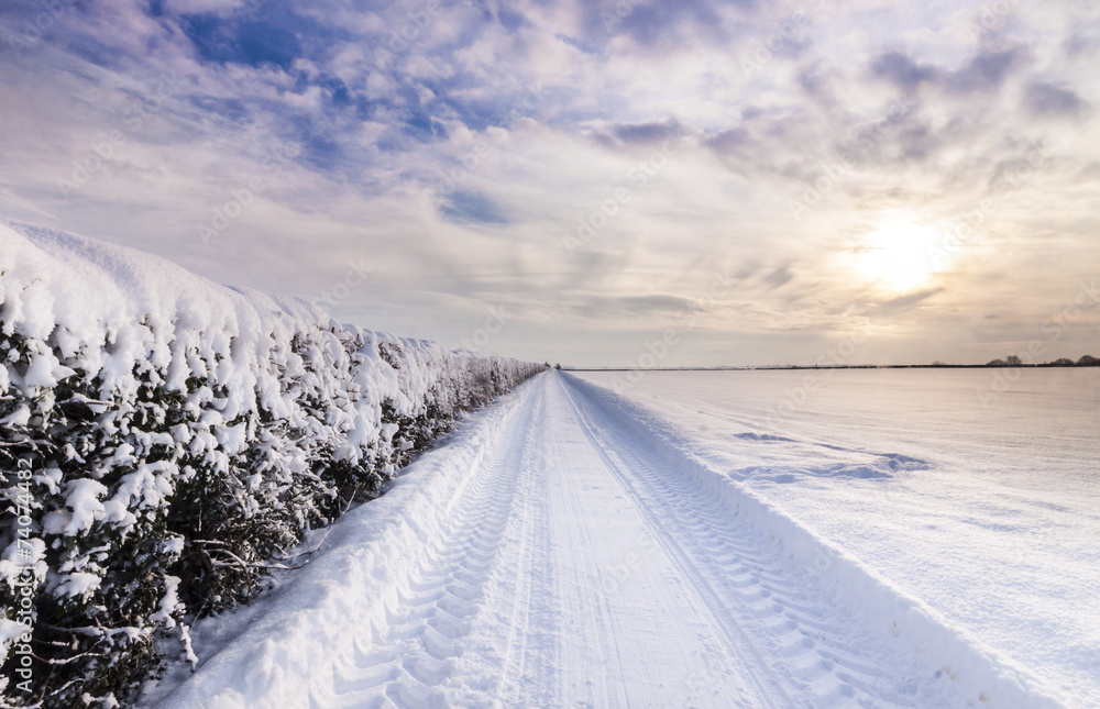 Snow covered lane in Oxfordshire Snow covered lane in Oxfordshire