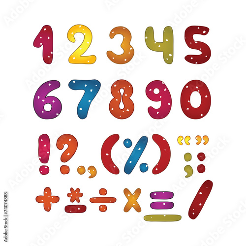 Obraz na płótnie Funny glossy number set and punctuation marks w salonie