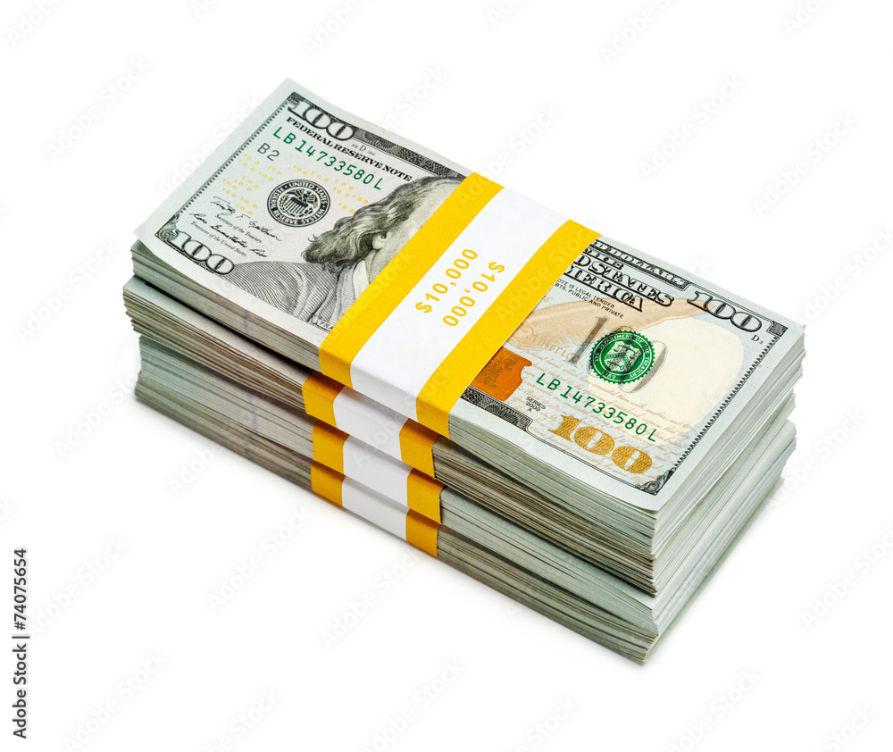 Bundles of 100 US dollars 2013 edition banknotes Bundles of 100 US dollars 2013 edition banknotes