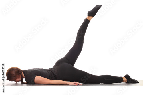 young flexible girl doing yoga