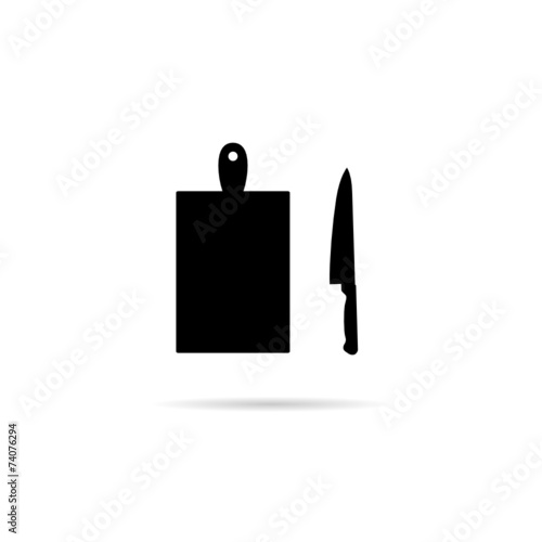 knife with cutting board vector silhouette
