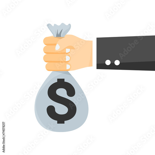 Hand holding bag money