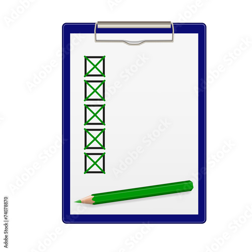 Clipboard blue, ticked off