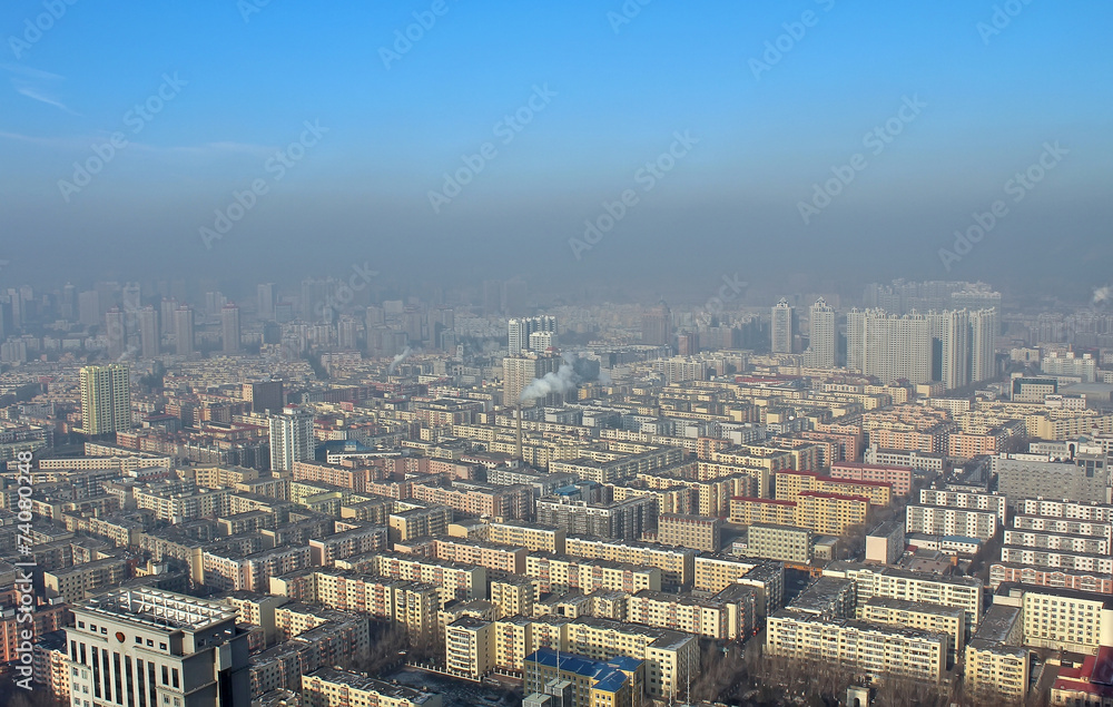 Harbin in smog, China