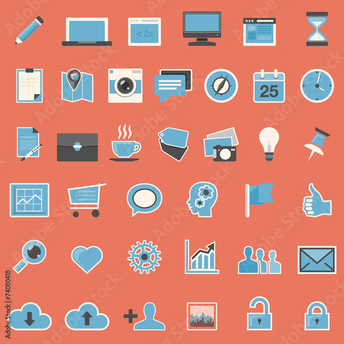 Set of web icons in flat design