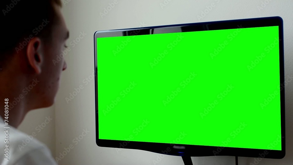 man works on computer - green screen - office - closeup man works on computer - green screen - office - closeup