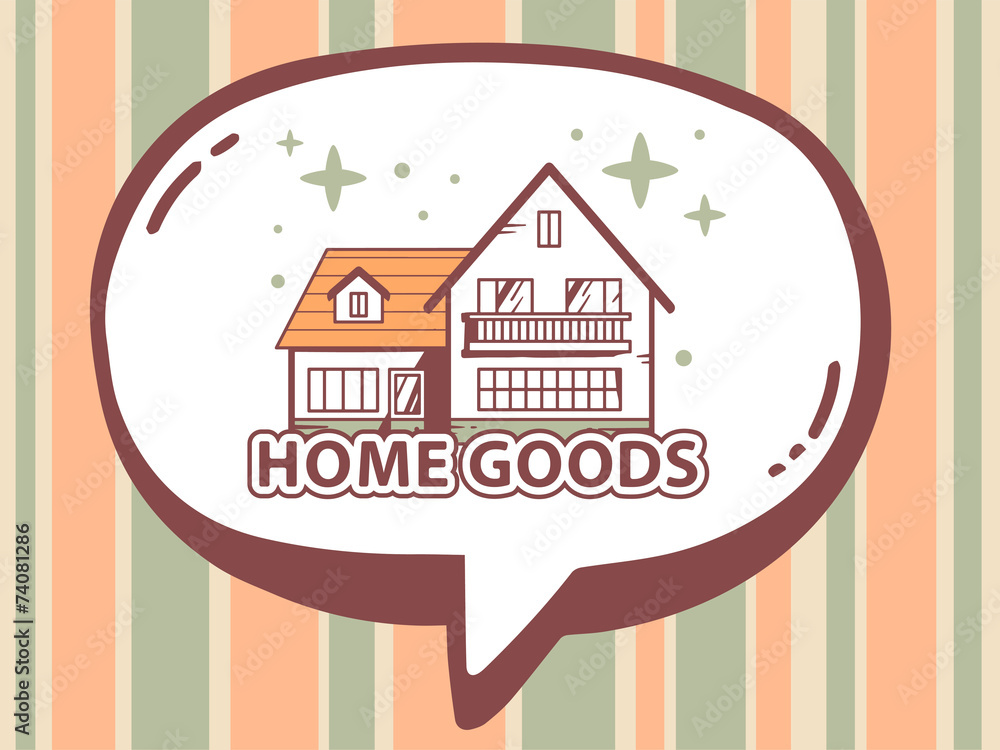 Vector illustration of speech bubble with icon of home goods on