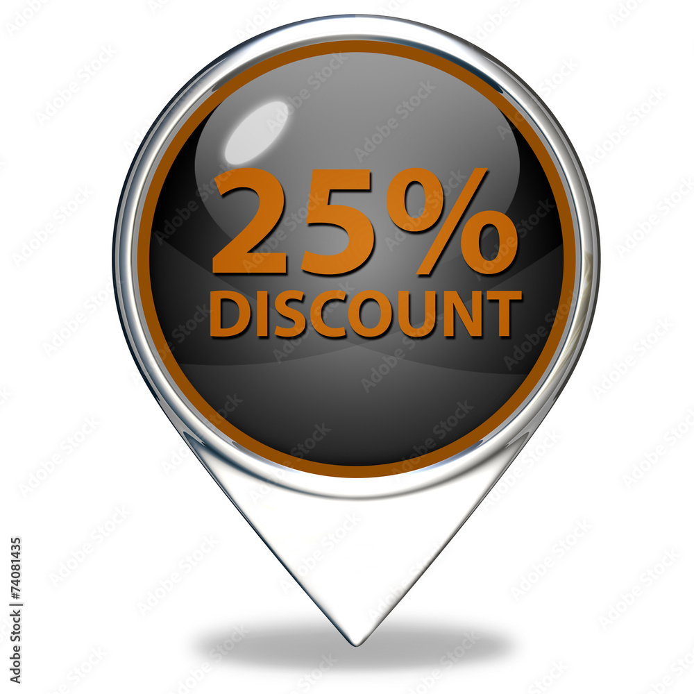 Discount 25 pointer icon on white background Discount 25 pointer icon on white background