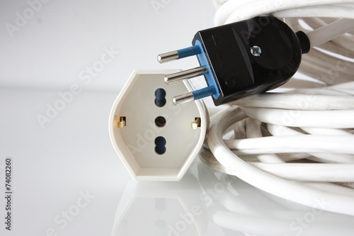 Power cord with plugs and sockets photo