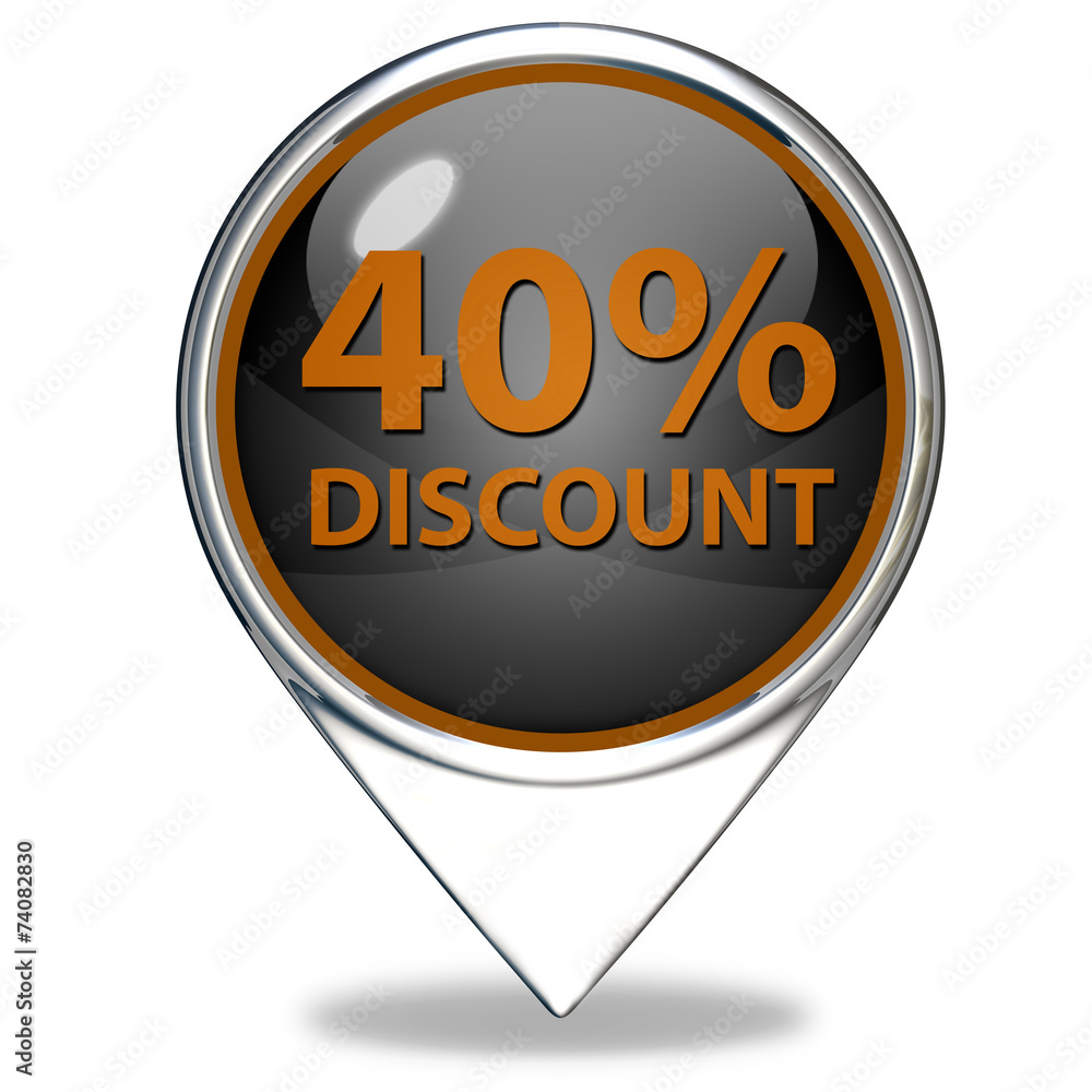 Discount forty percent pointer icon on white background Discount forty percent pointer icon on white background