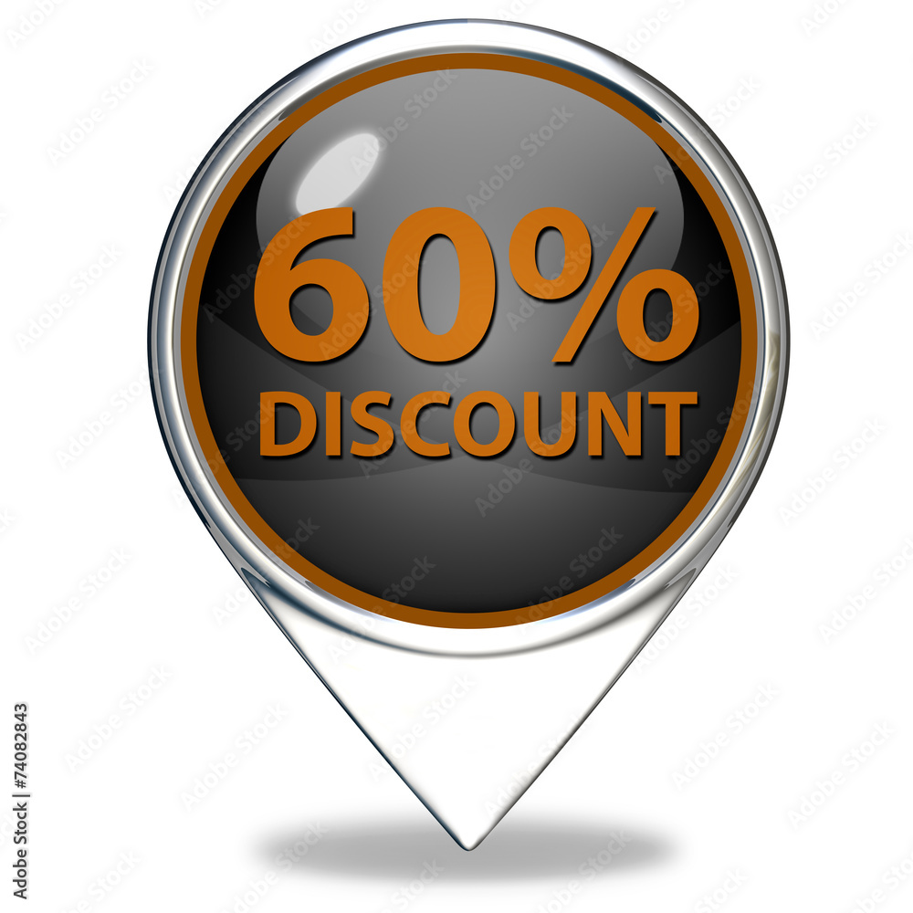 Discount sixty percent pointer icon on white background Discount sixty percent pointer icon on white background