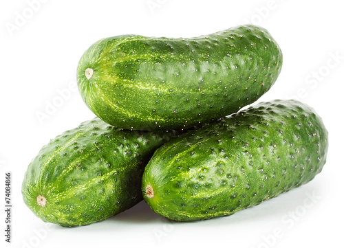Three crispy fresh cucumbers