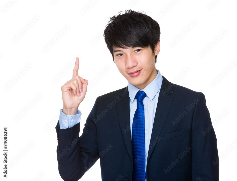 Businessman with finger point up Businessman with finger point up