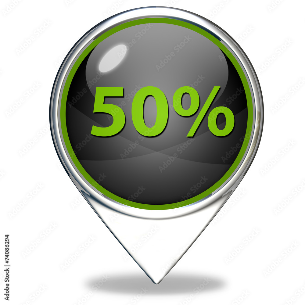 Fivety percent pointer icon on white background Fivety percent pointer icon on white background