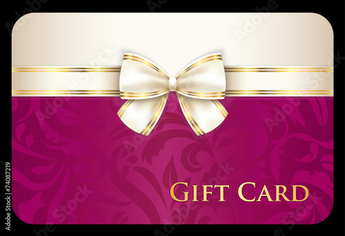 Luxury scarlet gift card with cream diagonal ribbon photo