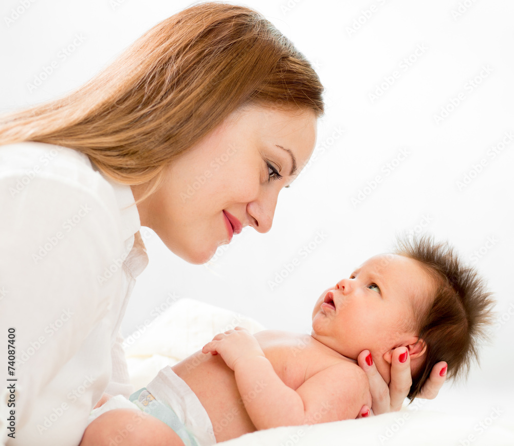 Happy mother with her newborn baby Happy mother with her newborn baby