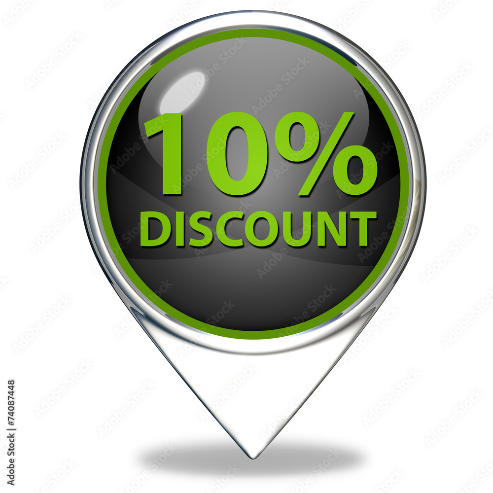 Discount ten percent pointer icon on white background Discount ten percent pointer icon on white background