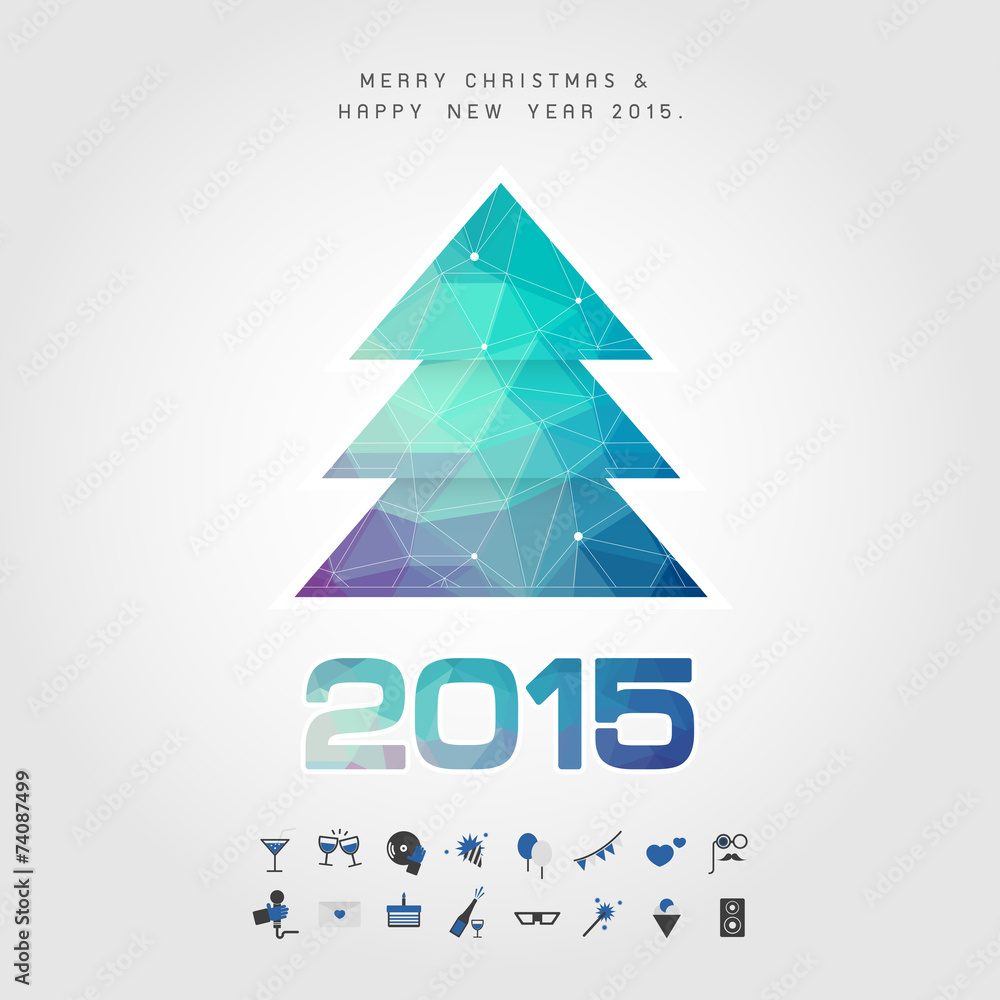 polygon christmasl and 2015 merry christmas and happy new year w