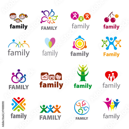 big set of vector logos family