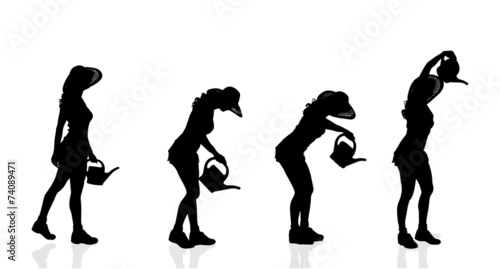Vector silhouette of a gardener.