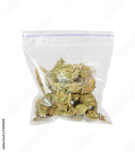Quadro su tela Big plastic bag of medicinal cannabis (marijuana).