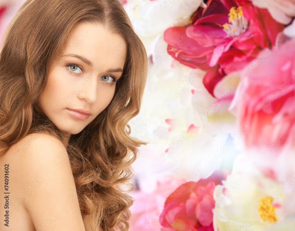 beautiful young woman with bare shoulders beautiful young woman with bare shoulders