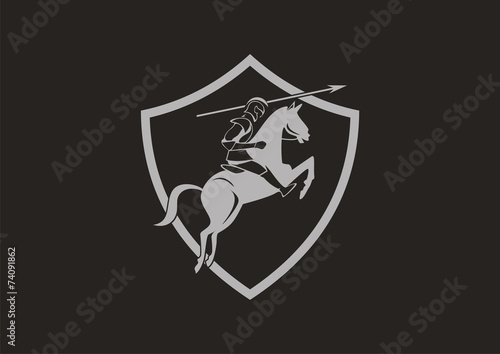Solider throw lance with horse vector logo