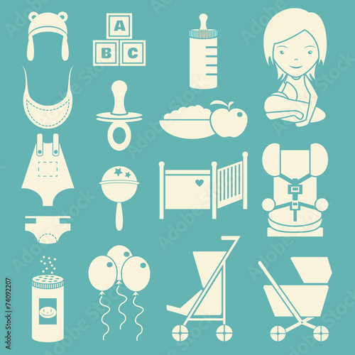 Baby icons vector illustration set collection
