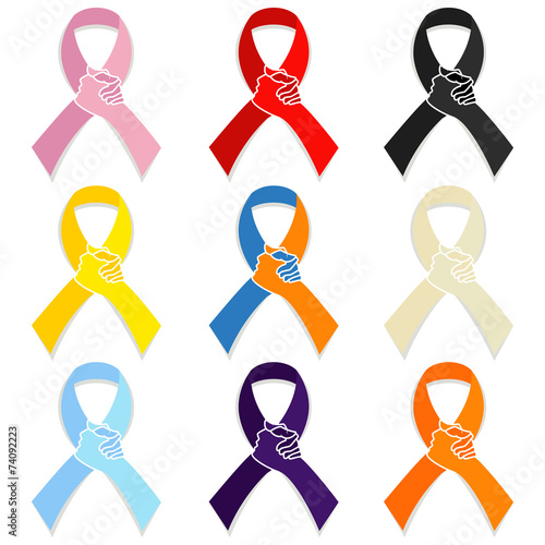 Awareness ribbons, people support concept