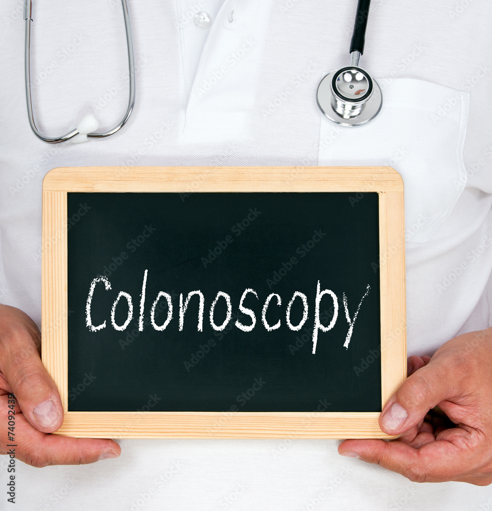 Colonoscopy - Physician with chalkboard Colonoscopy - Physician with chalkboard