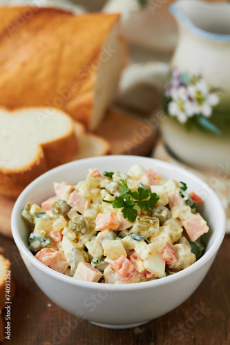 Russian traditional salad olivier