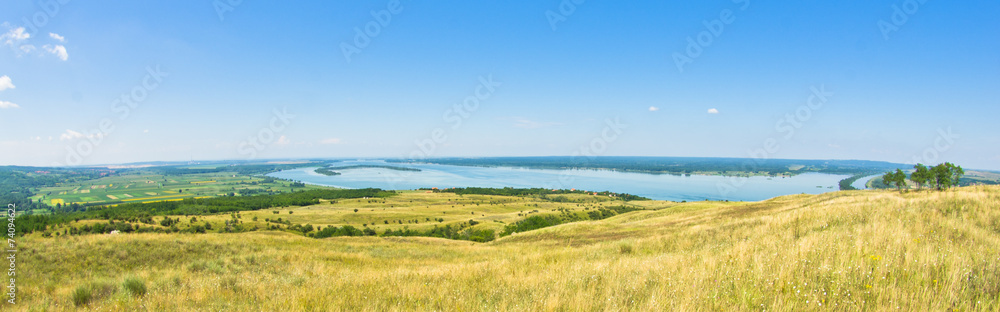 Panorama and landscape near Danube river