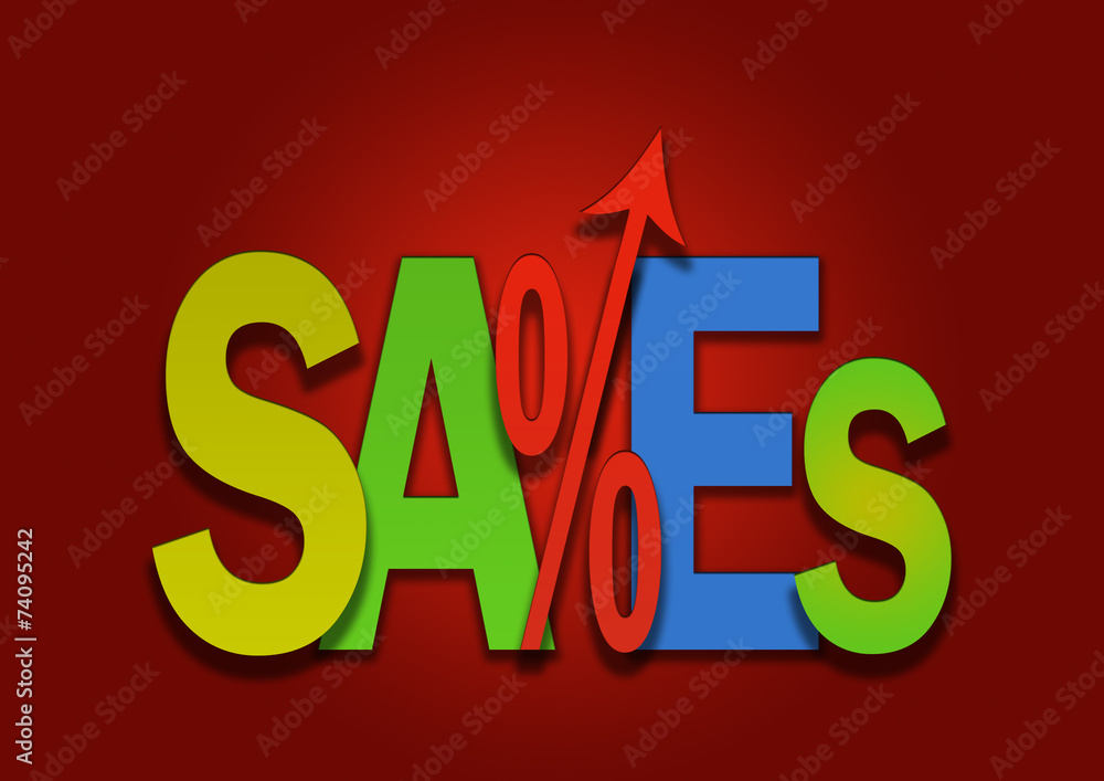 Sales go up coloured price percent arrow