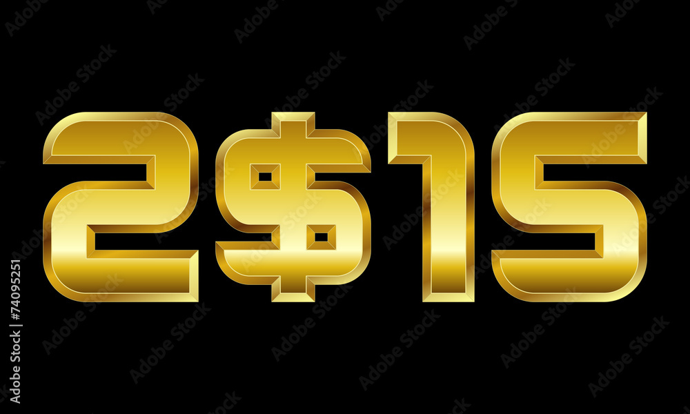 year 2015, golden numbers with dollar currency symbol year 2015, golden numbers with dollar currency symbol