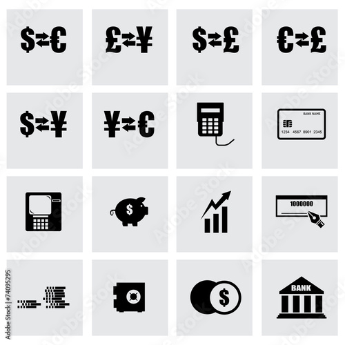 Vector black bank icon set