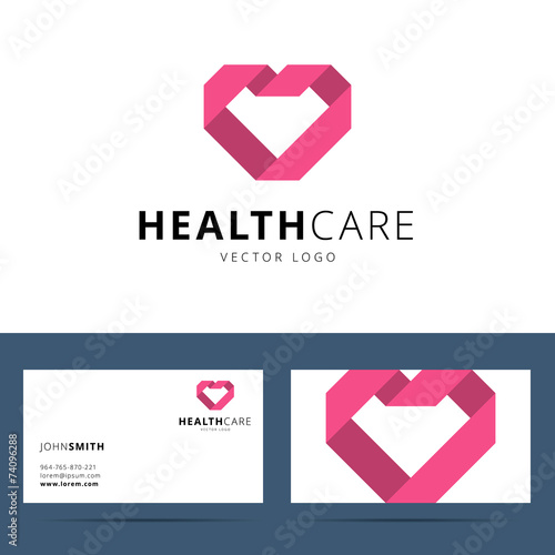 Health care vector logo template and business card template.