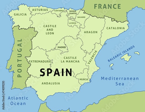 Spain map with regions