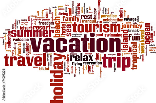 Vacation word cloud concept. Vector illustration