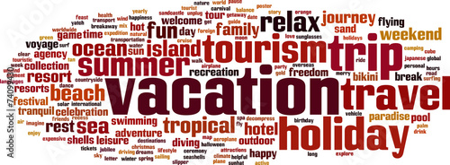 Vacation word cloud concept. Vector illustration