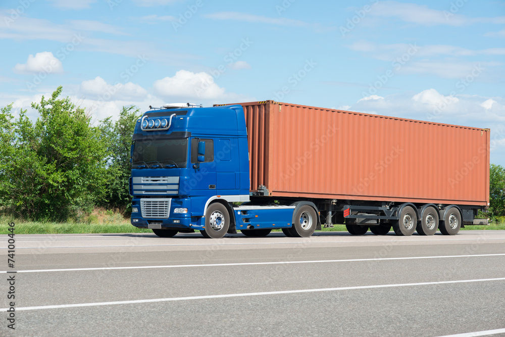 cargo truck on road cargo truck on road
