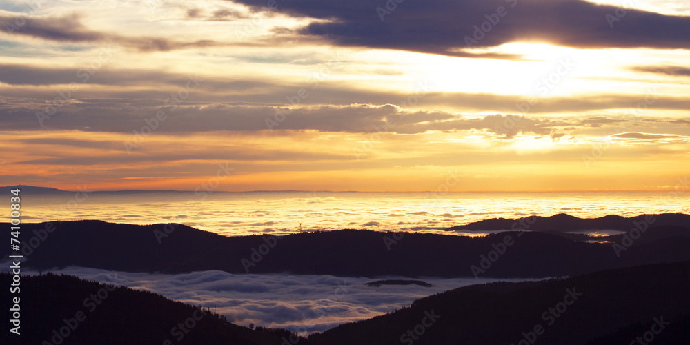 Nebel im Tal, Inversionswetterlage im Schwarzwald