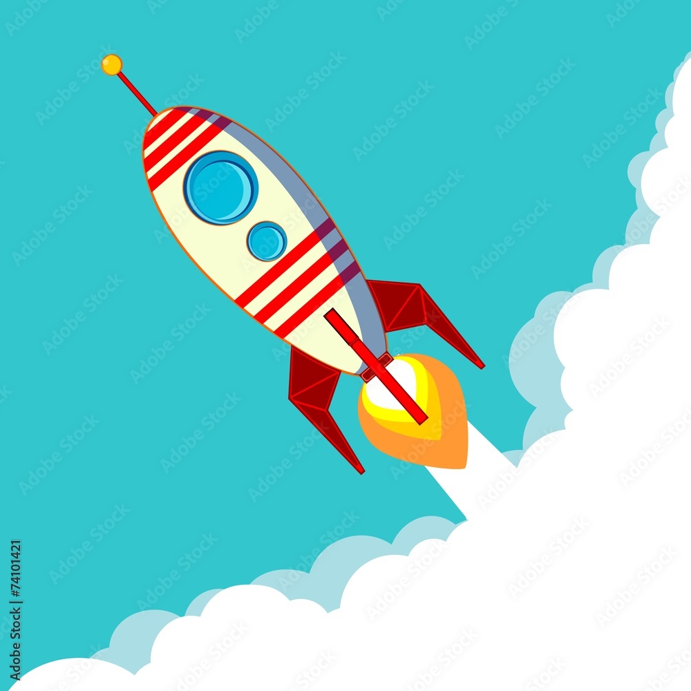 Flying Rocket with space for text Flying Rocket with space for text